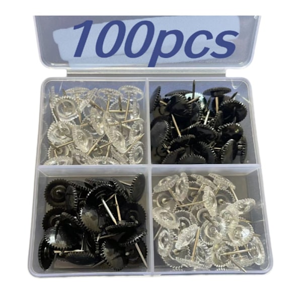 100 stk. tegnestifter med gear - sikker og stilfuld Sort