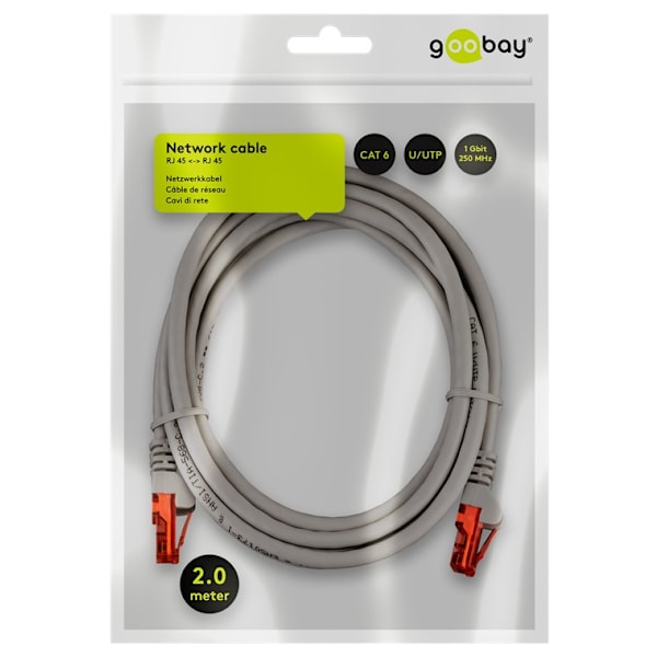 CAT 6 patchkabel, U/UTP, grå