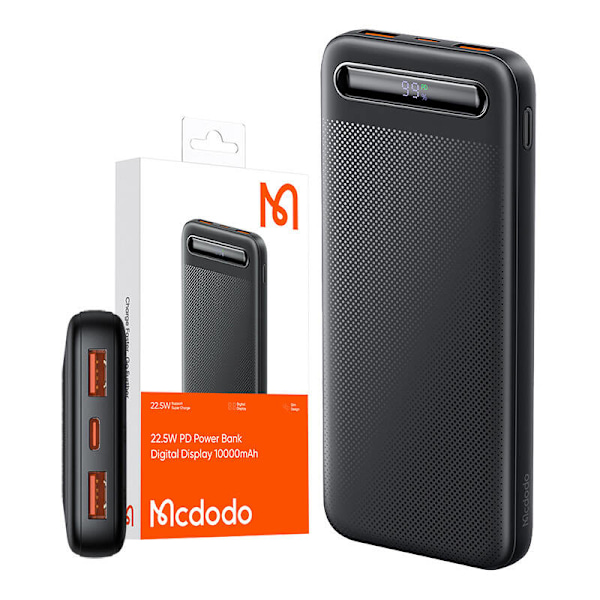 Power Bank Mcdodo MC-3881 digital skärm 10 000 mAh, 22,5 W till D (czarny)