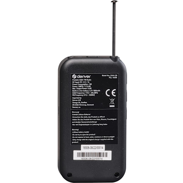 Radio DAB+/FM Pocket-modell Laddbart batteri DAH-126