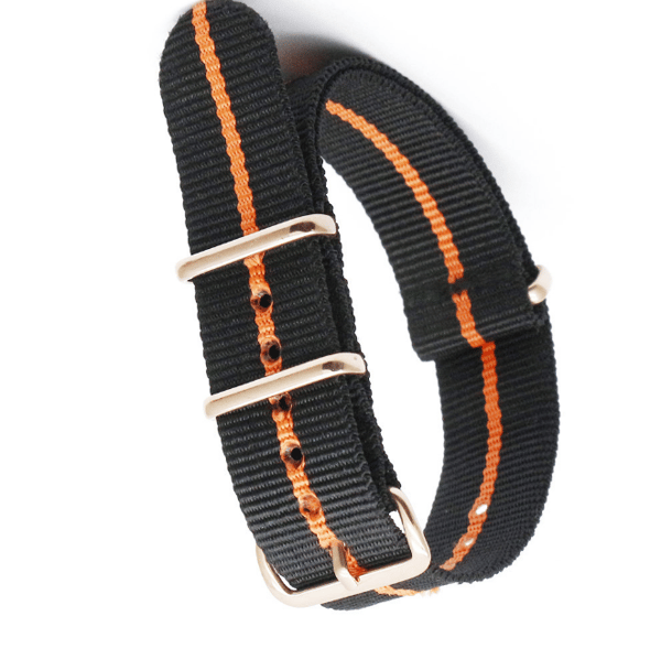 Nylon kellon ranneke soikealla soljella Black+Orange 18 mm Black+Orange 18 mm
