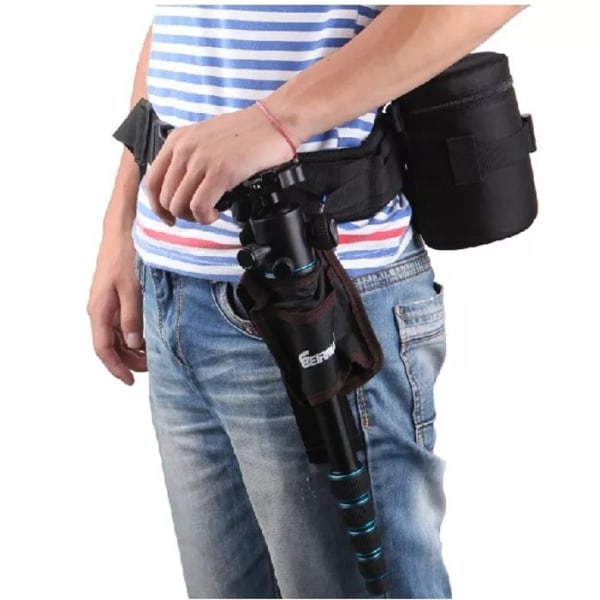 Multifunktionellt Midjebälte för DSLR-Kamera Svart
