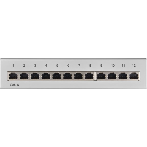 CAT 6 mini-/skrivbordskopplingspanel, 12 portar (1 HE)