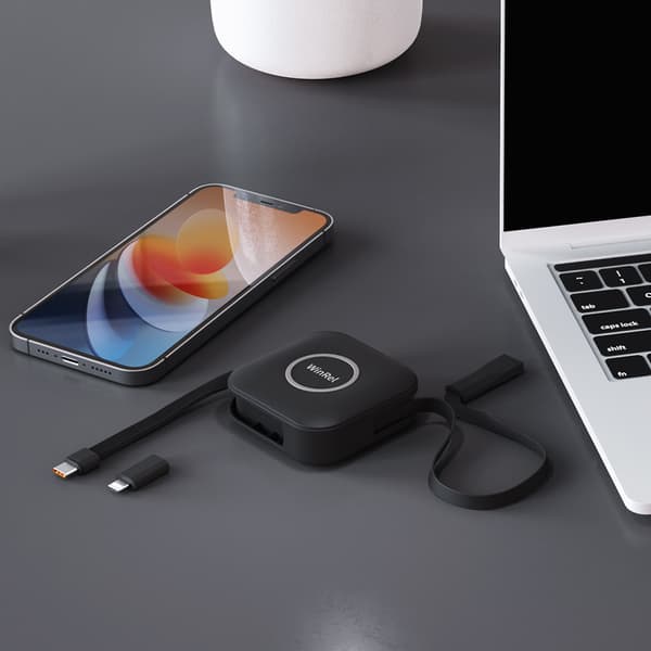 60W PD Snabbladdning 6-i-1 Infällbar Multi USB-kabel Black Black
