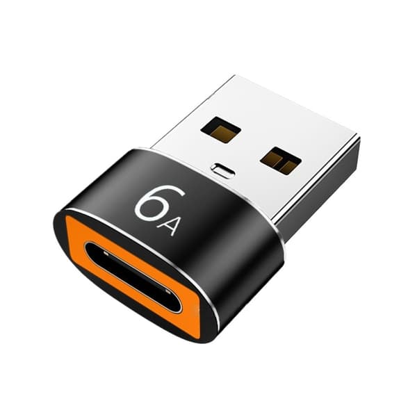 USB A til USB-C adapter PD hurtigopladning 6A til telefoner og tilbehør – Aluminium legering, lyd- og dataomformer, sort højglans, 4-pak