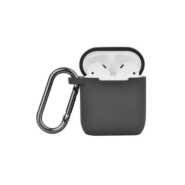 Airpods Beskyttelses Case Silikone Karabin Mørkegrå