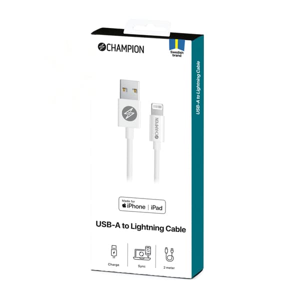 USB-A-Lightning-kaapeli 2m valkoinen