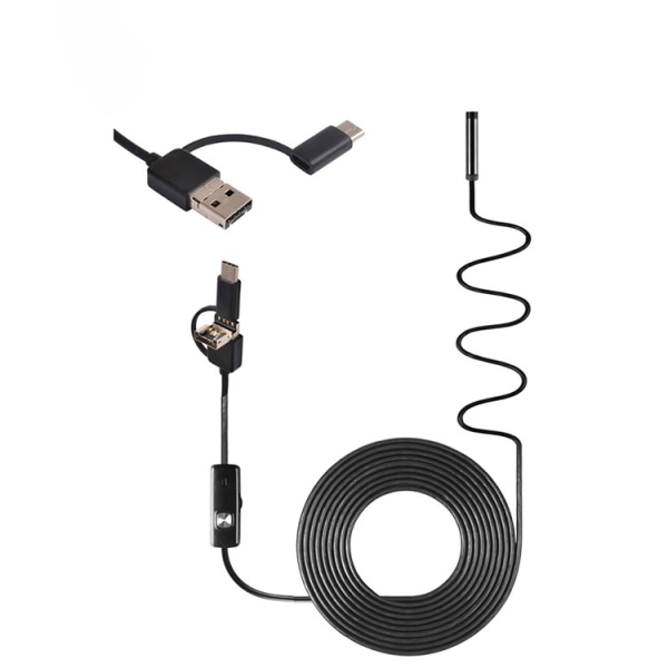 Endoskooppitarkastuskamera USB/USB-C:llä Musta
