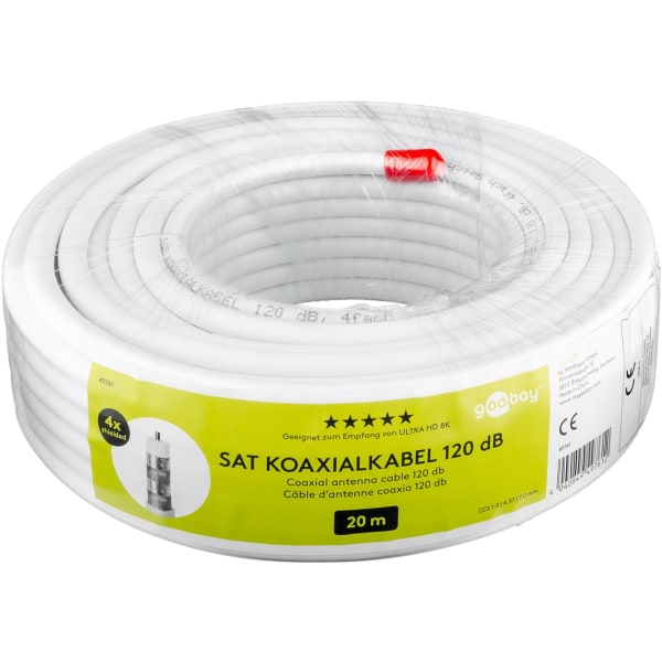 120 dB SAT-koaxialkabel, 4x skärmad