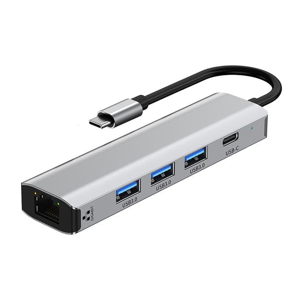 5-i-1 Gigabit-dockingstation med Ethernet, USB 3.0-hub