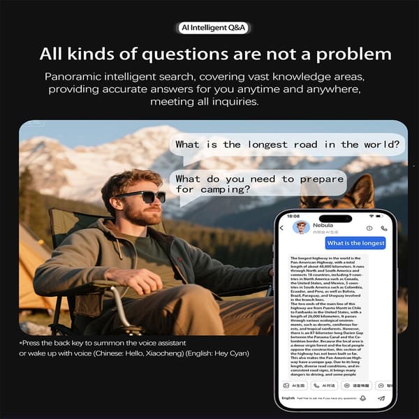 Smartglasögon med 8MP Kamera, AI Översättning & Lång Batteritid kompatibelt med Android och iOS