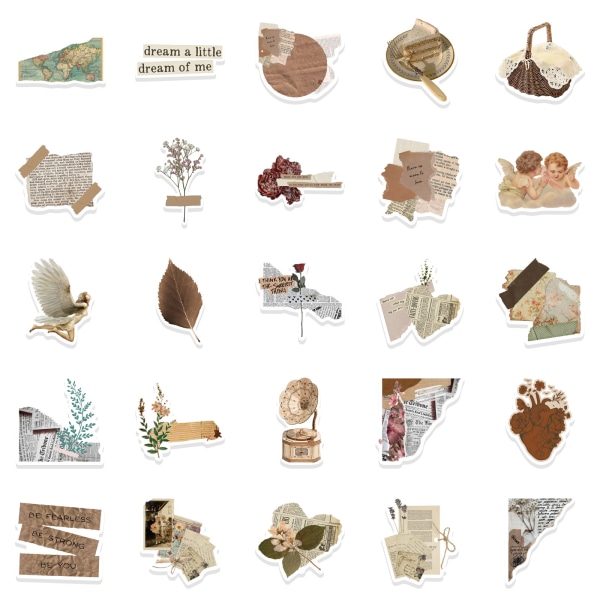 Vintage DIY Stickers 52-pack Flerfärgad