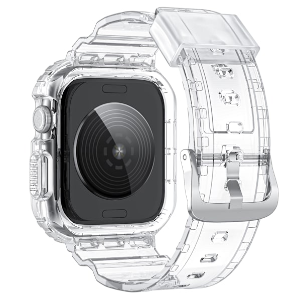 Silikone sportsarmbånd til Apple Watch Series 9/10, 46mm, Transparent Sort Hvid