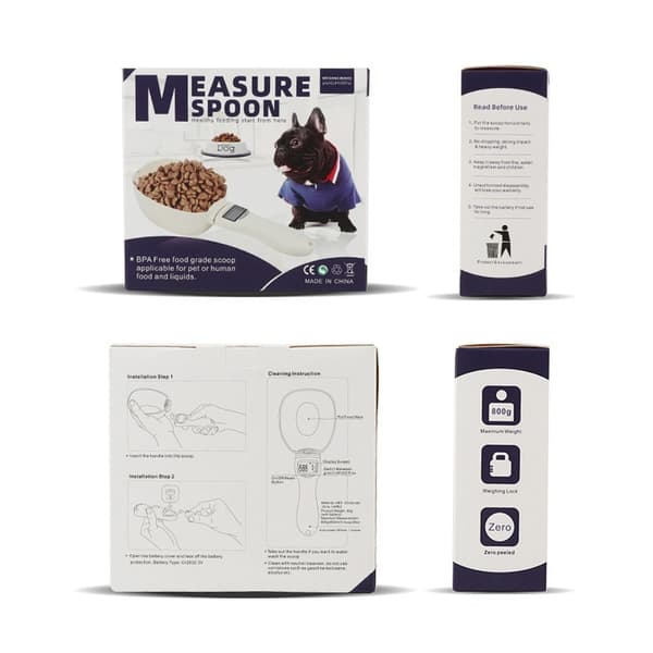 Digital Measuring Spoon Scale - 800g kapacitet, 1g noggrannhet, g/oz/ml konvertering, CR2032 driven