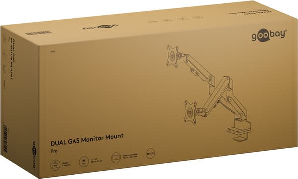 Dubbel skärmfäste med gasfjäder