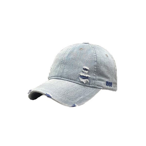 Klassisk blå denim baseballkasket med broderet design