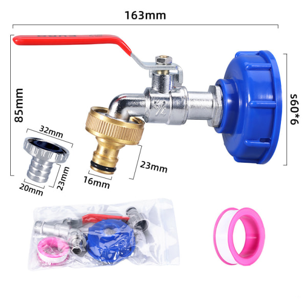 INF Kran med kranadapter till IBC tank 3/4 tums legeringskran