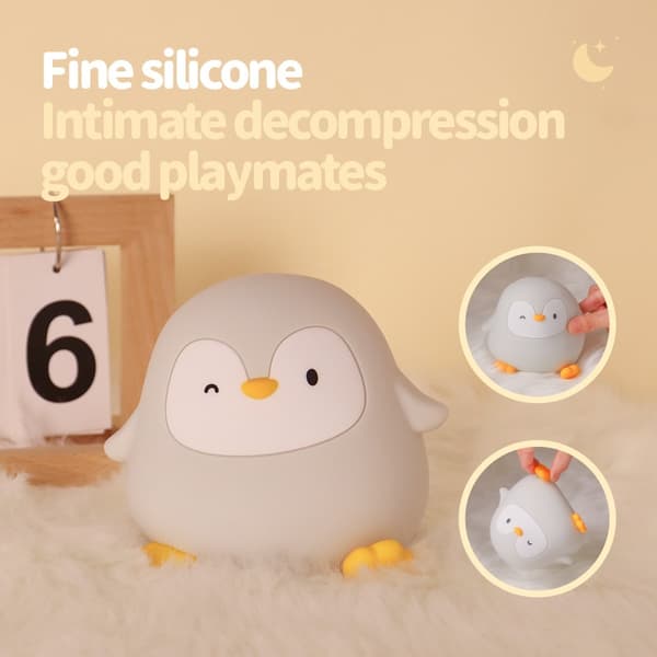 Penguin Pat Lampe - Blød genopladelig silikone natlampe til børn