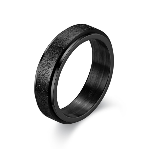 Rustfrit stål anti-stress ring med enkelt design Sort Sort