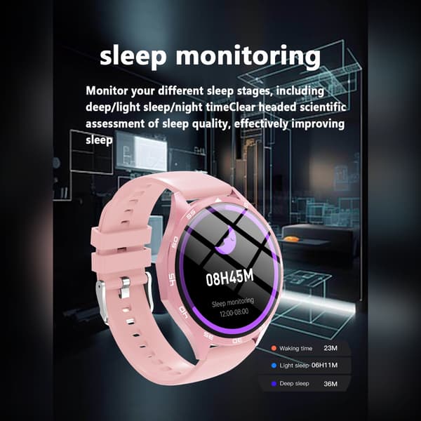 Multifunktionelt Smartwatch med Bluetooth-opkald, pulsmåler og tilpasselig urskive Pink Pink