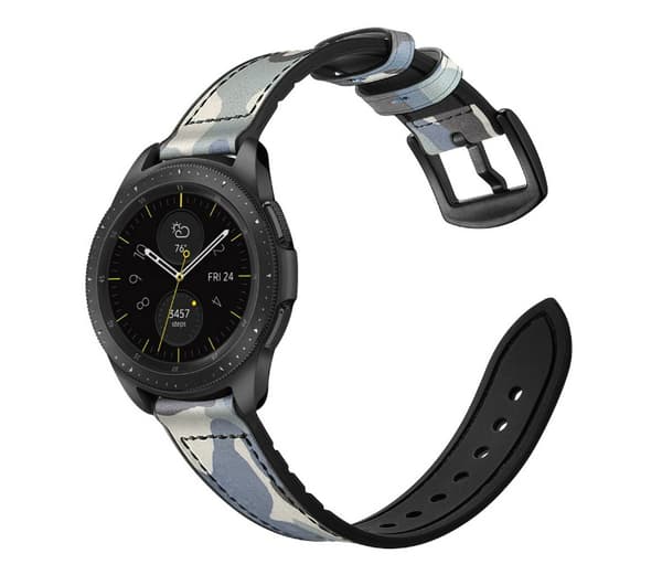 Silikone- og læderrem til Galaxy Watch 3/5 Blå 22 mm