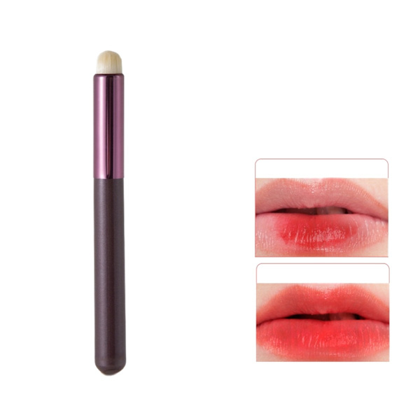 Concealer Lip Brush Set - 5pc Chocolate Brown Round-Head Lip & Blending Brushes for Precise Matte Application