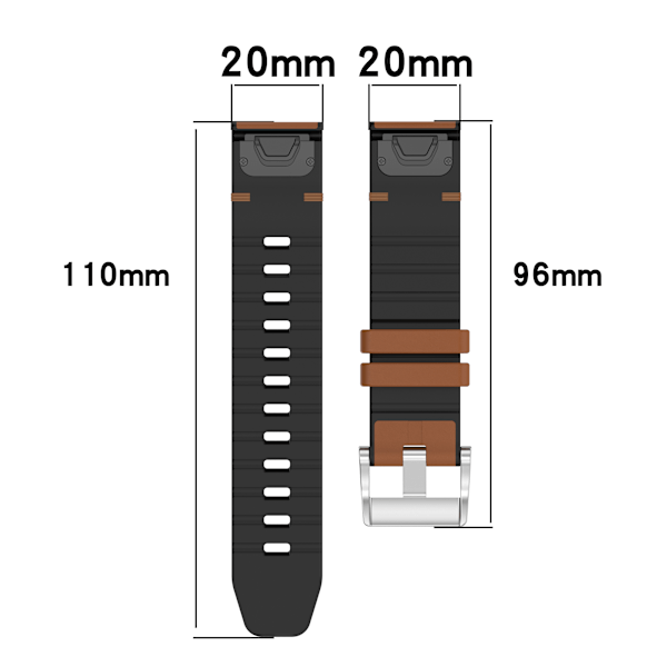 Ranneke Garmin-älykellolle Ruskea 20 mm