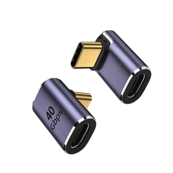 USB-C hun til USB-C han vinklet adapter op og ned 40Gbps - 2 stk, rumgrå aluminiumslegering