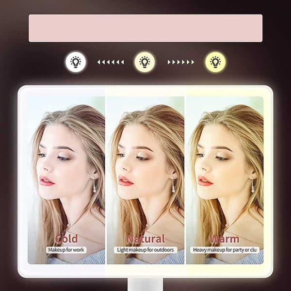 LED Makeup Spejl med Fire-Sided Lys - Batteri & USB Dual Power, Makeup Spejl til Daglig Brug White White