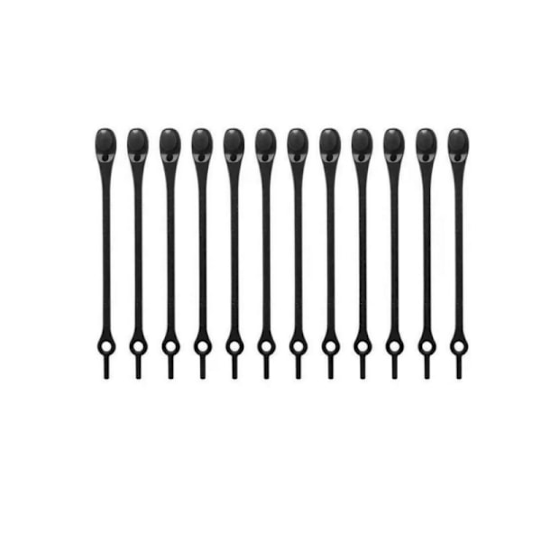 12-Piece No Tie Snørebånd Elastisk Silikone Snørebånd Sort