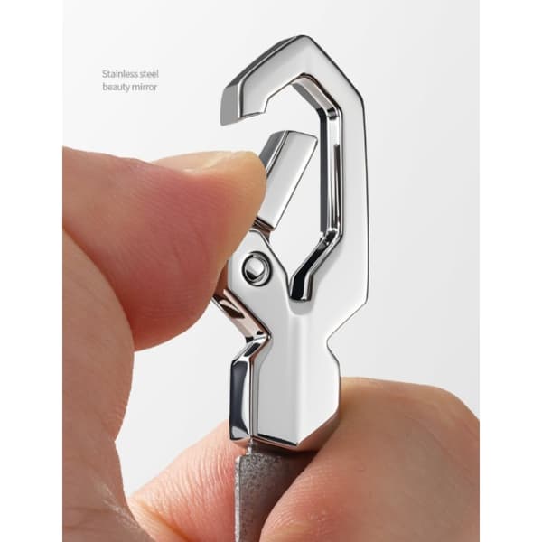 Nagelfil i rostfritt stål - dubbel-sidig för tjocka naglar, resevänlig ringloop, 1mm slipyta, inkluderar 2 läderfodral, 2-pack Silver Silver