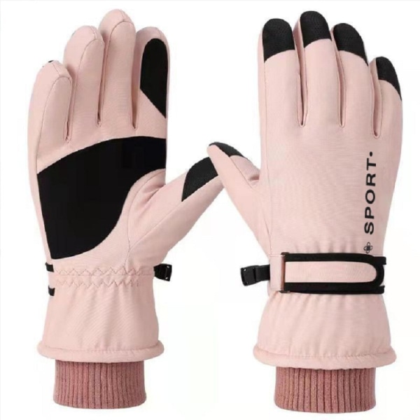 Varme handsker til vinter og ski med touch-skærm- fingre til kvi Lyserød