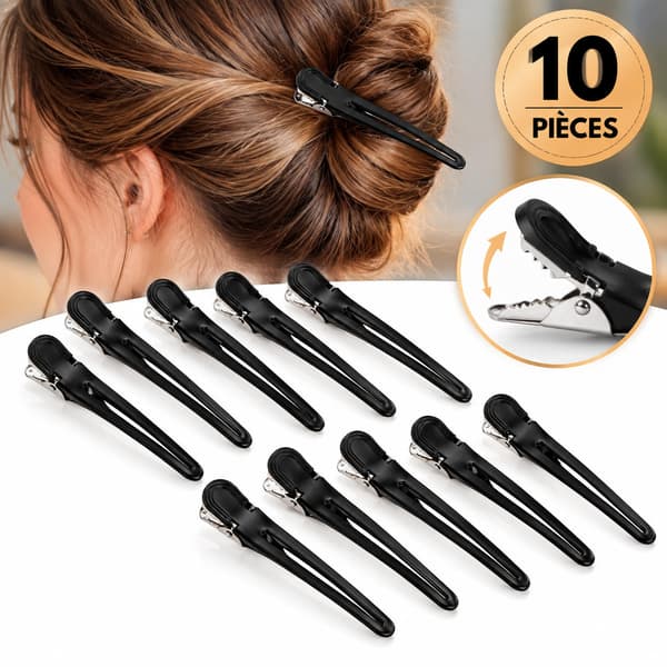 10-pack Alligator-hårklämmor Krokodilspänne Black Black