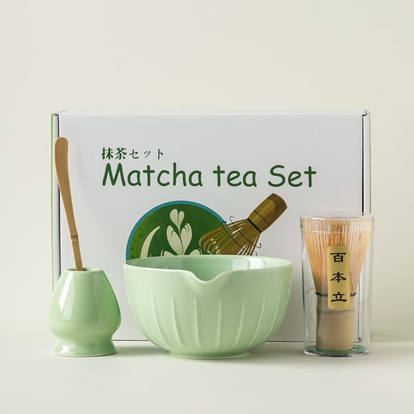 Matcha Visp Set SQ Präglad Glansig Grön 4-delars Kit