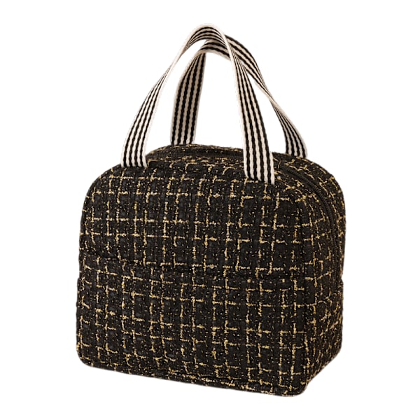 Handhållen Bärbar Thermal Lunch Bag Bento Bag Svart