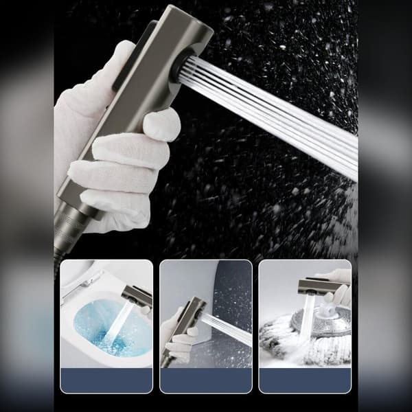 Handheld High-Pressure Toilet & Bathroom Sprayer Gun 2 Pack ABS Multi-Color Compact 14.5cm Silver Silver