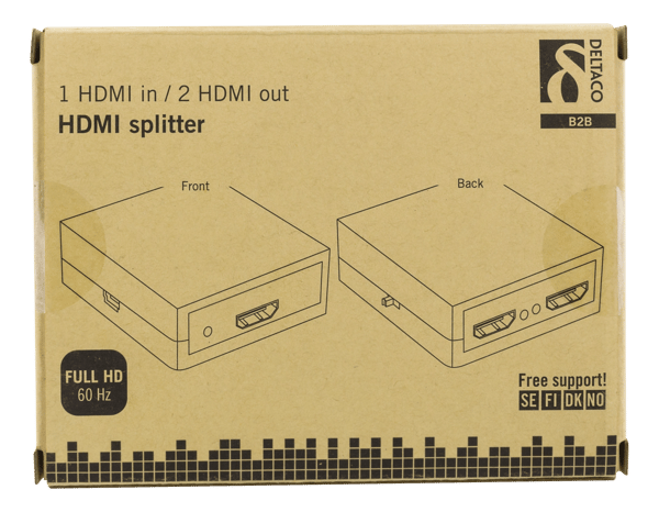 HDMI splitter, 1x HDMI in, 2x HDMI out, 10,2 Gbit/s, black
