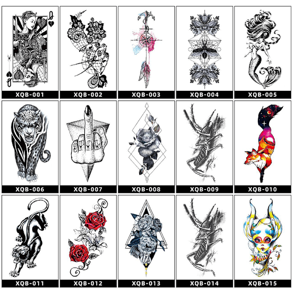 Svart Vattentät Tillfällig Tatueringsärm - Realistisk Halv Arms Tatueringsdekal 14#modell