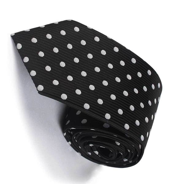 Klassisk slips av polyestersilke Black + gray dots Black + gray dots