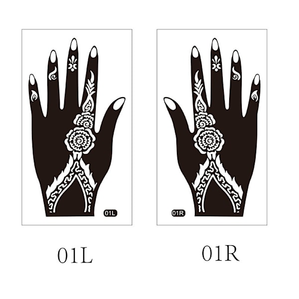 Eleganta Svarta Temporära Handtatueringar - 1 Par Pack Modell 3