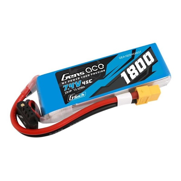 GensAce G-Tech LiPo 1800mAh 7,4V 45C 2S1P XT60-batteri