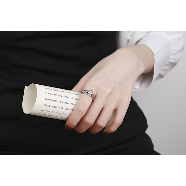 Justerbar Antistressring med Roterbara Pärlor Silver