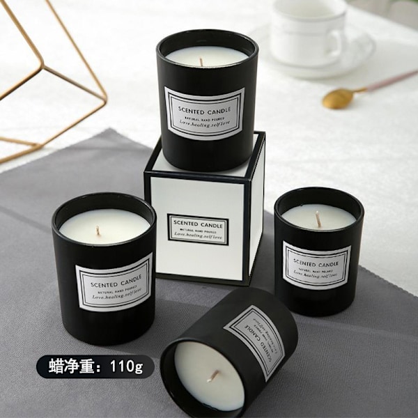 Mattsvart jasmindoftljus - 110 g sojavax