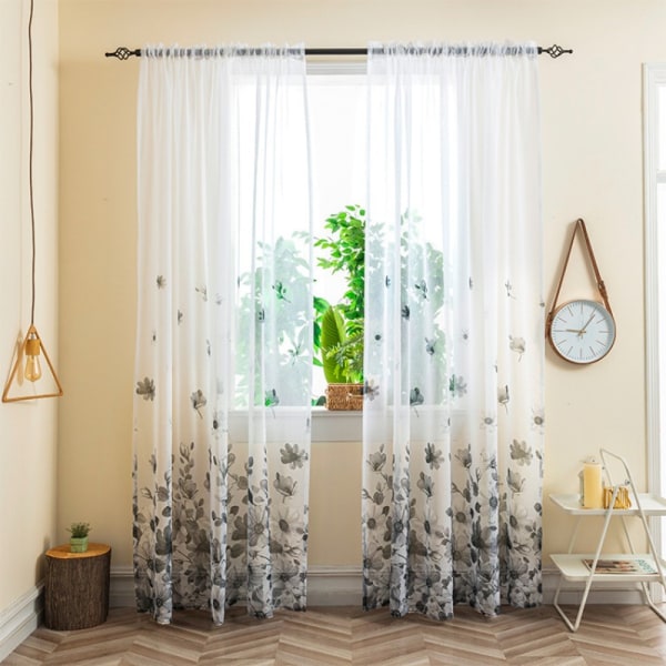Lange semi-gennemsigtige gardiner til soveværelse Grå 1 x 2 m 7951 | Grå | 1 x 2 m | Fyndiq