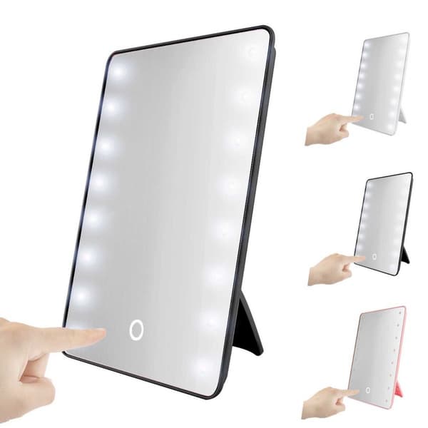 LED Sminkspegel med Ställ - Touch Dimbara, 3-Vägs Belysning, 255x185mm Vit