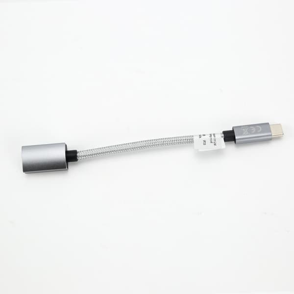 USB-C til USB-A OTG adapterkabel – USB 3.2 10Gbps til hurtig filoverførsel til telefon, tablet og computer, nylonflettet, aluminiumskonnektor Gray Gray