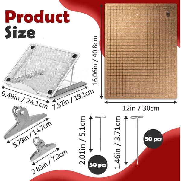 Macrame Board Set kompatibelt med macrame crafting tools — rektangulär knotting board 28x38cm med 100 pins
