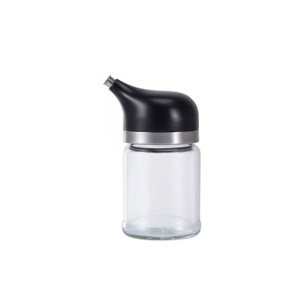 100ML glas oliedispenser flaske - tæt rustfrit stål hældetud, drypfri sort krydderiflaske til sojasovs og eddike Black Black