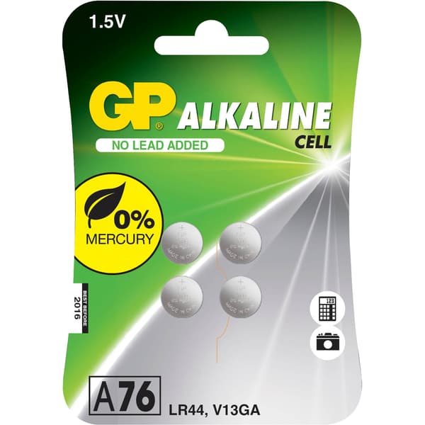 Knapcellebatteri LR44 Alkaline A76 4-Pak