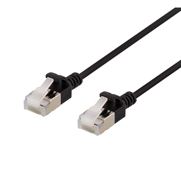 U/FTP Cat6a patch cable, slim 3.8mm in diameter 0.3m black